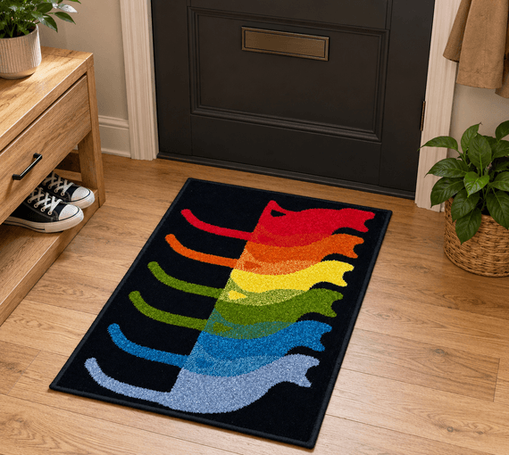 Rainbow Cats Area Rug 