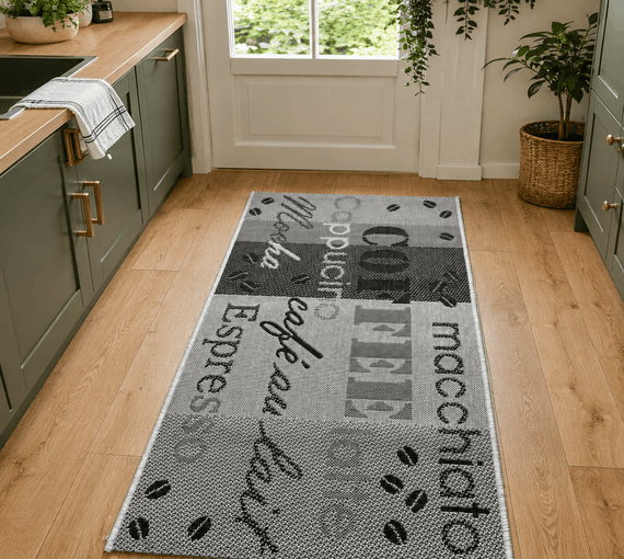 Coffee Flatweave Kitchen Runner Rug